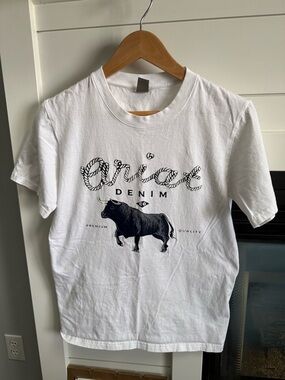 Ariat White Graphic Tee - Premium Cotton Men's Shirt navy sz Large